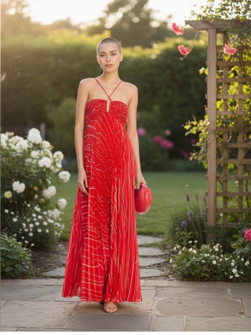 BCBGMaxAzria Pleated Maxi Gown
